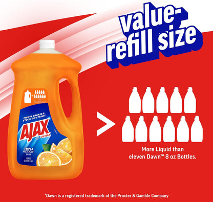 Ajax Ultra Liquid Dish Soap Orange Scent, Triple Action, 90 fl oz Bottle