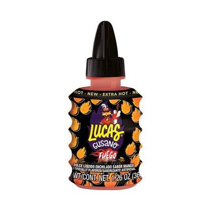 Lucas Gusano Fuego Fruity Chamoy Flavored Liquid Extra Hot Candy, 1.26oz - 10 Pieces Pack for Treats, Fruit, Snack, Parties, Piñatas