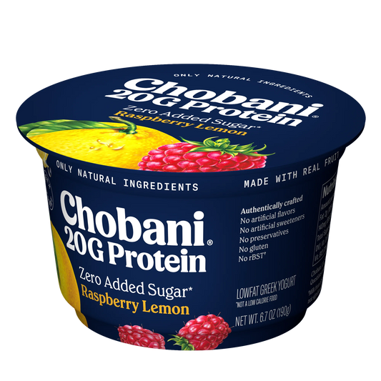Chobani 20G Protein Low-Fat Greek Yogurt Raspberry Lemon 6.7oz Cup