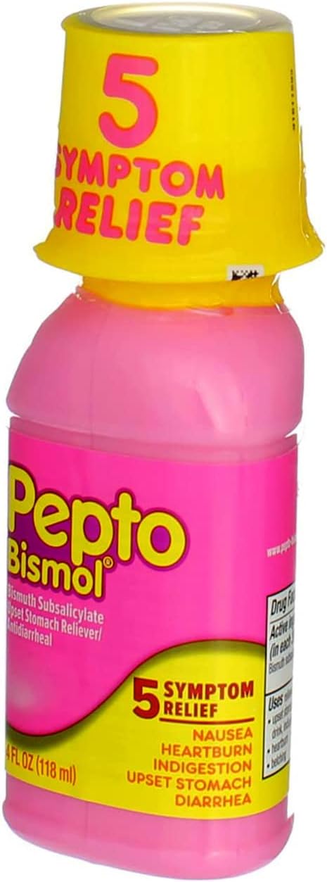 Pepto-Bismol Original Liquid 5 Symptom Digestive Relief, 4 oz (Pack of 6)