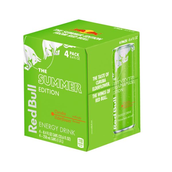 Red Bull Green Edition Curuba Elderflower Energy Drink, 8.4 Fl Oz, 4 Cans
