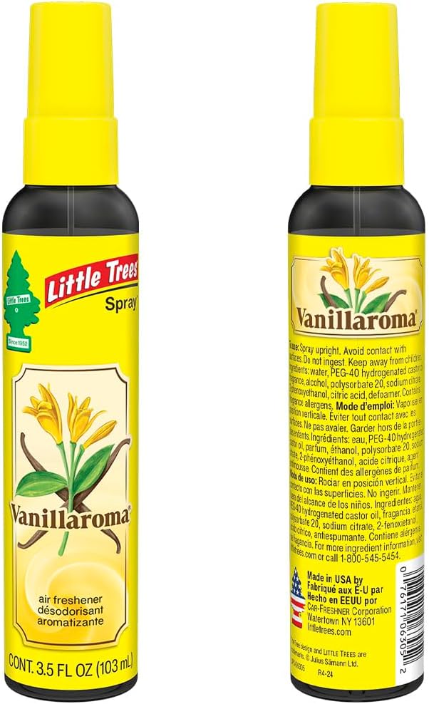 LITTLE TREES Car Air Freshener | Spray Provides a Long-Lasting Scent for Auto or Home | On-the-go Freshness | Vanillaroma, 6 Air Fresheners