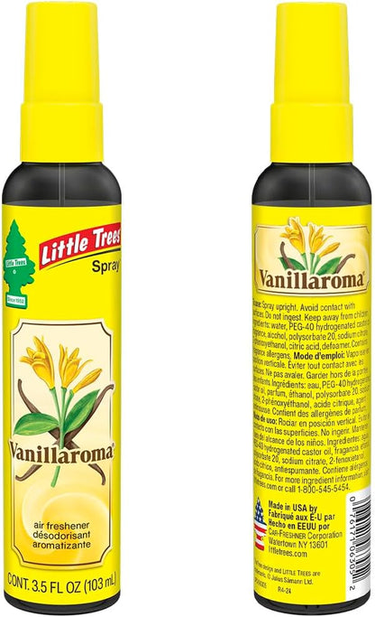 LITTLE TREES Car Air Freshener | Spray Provides a Long-Lasting Scent for Auto or Home | On-the-go Freshness | Vanillaroma, 6 Air Fresheners