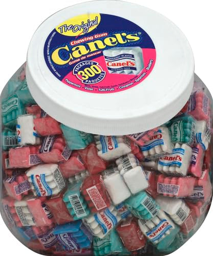 Canel's 4-Piece Gum Pack Jar in Original Flavors - Peppermint, Spearmint, Cinnamon, Fruit, Blueberry, Violet, and Menthol, 300 Count