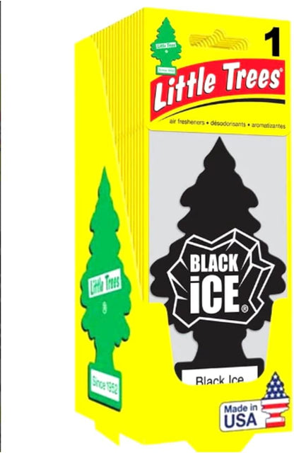 Little Trees Car Air Freshener | Hanging Paper Tree for Home or Car | Black Ice | 3 Pack