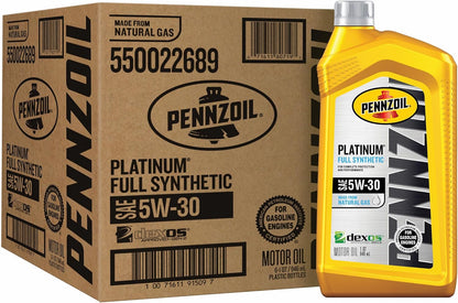 Pennzoil Platinum Full Synthetic 5W-30 Motor Oil (1-Quart, Case of 6)