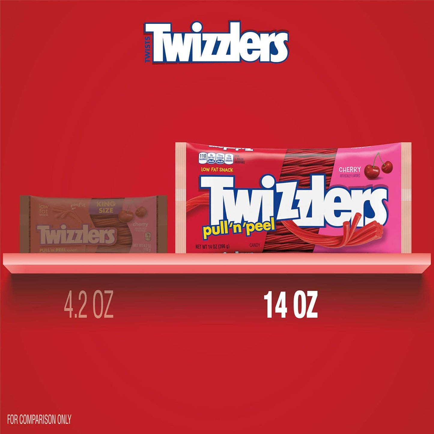 TWIZZLERS PULL 'N' PEEL Cherry Flavored Licorice Style, Chewy Candy Bag, 14 oz