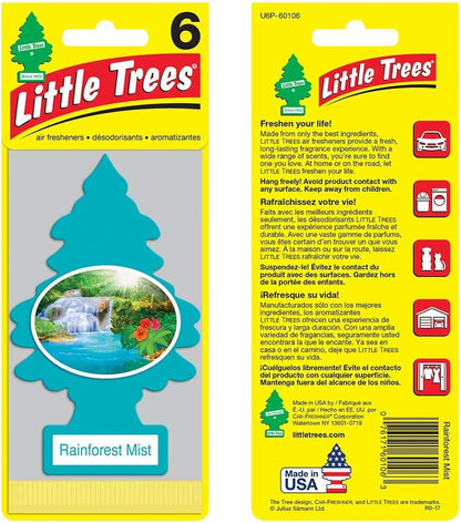 Little Trees Cardboard Hanging Car, Home & Office Air Freshener, Rainforest Mist (Pack of 12)