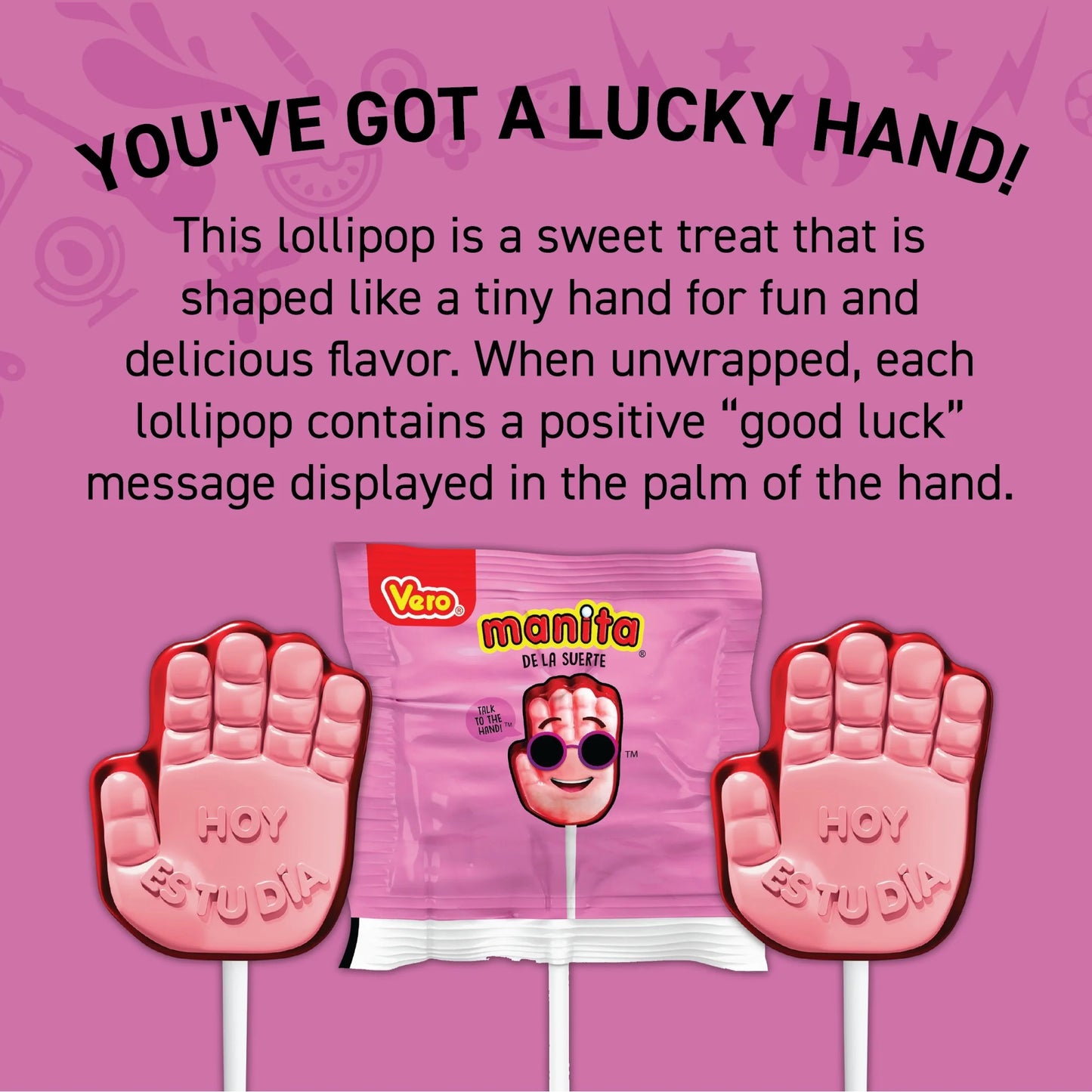 Vero Manita 40 ct Bag, Strawberry & Cherry Flavored Lollipop