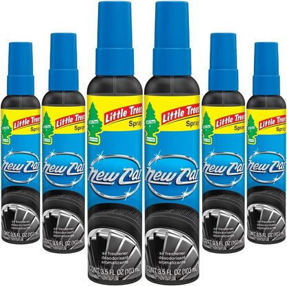 LITTLE TREES Car Air Freshener | Spray Provides a Long-Lasting Scent for Auto or Home | On-the-go Freshness | New Car Scent, 6 Air Fresheners