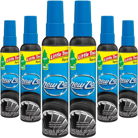 LITTLE TREES Car Air Freshener | Spray Provides a Long-Lasting Scent for Auto or Home | On-the-go Freshness | New Car Scent, 6 Air Fresheners