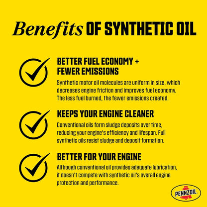 Pennzoil Platinum Full Synthetic 5W-30 Motor Oil (1-Quart, Case of 6)
