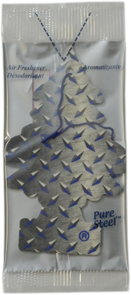 LITTLE TREES Hanging Car, Home and Office Air Freshener, Pure Steel Scent