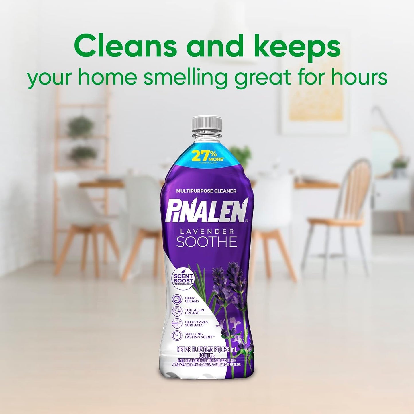 PINALEN Max Aromas Multipurpose Cleaner - Lavender Soothe Scent - 28 fl oz - All Purpose Cleaner for Kitchen, Bathroom, Floors & Surfaces