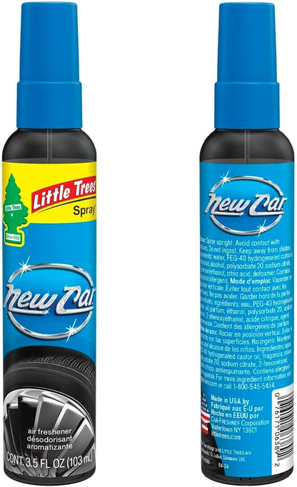 LITTLE TREES Car Air Freshener | Spray Provides a Long-Lasting Scent for Auto or Home | On-the-go Freshness | New Car Scent, 6 Air Fresheners