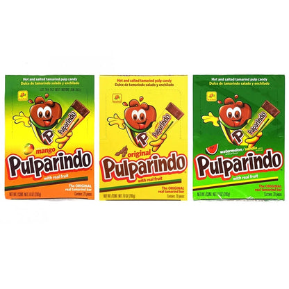 3 Packs Pulparindo Mexican Candy Watermelon Tamarindo Mango Flavors Hot & Salted