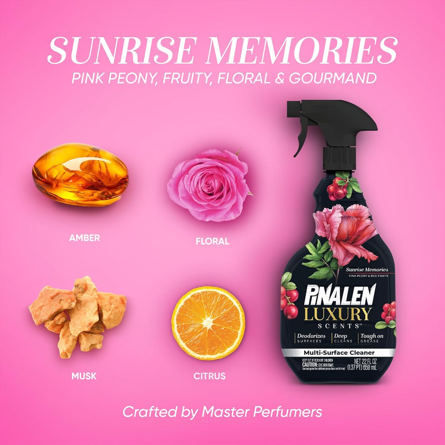 PINALEN Luxury Scent Multipurpose Cleaning Spray - Sunrise Memories - 22 fl oz - All Purpose Cleaner for Kitchen, Bathroom & Surfaces