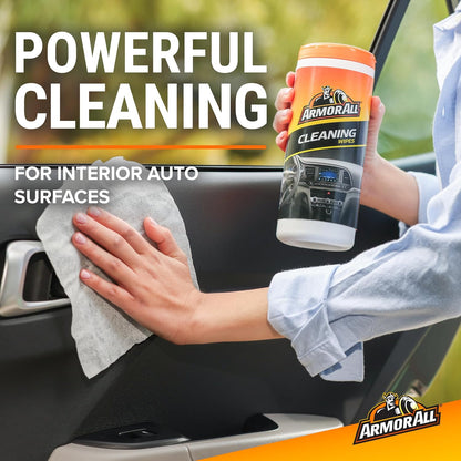 Armor All Interior Car Cleaning Wipes, 30 Count Canister, Powerful Cleaning for Dashboards, Vinyl, Clear Plastics, Carpet and Fabric