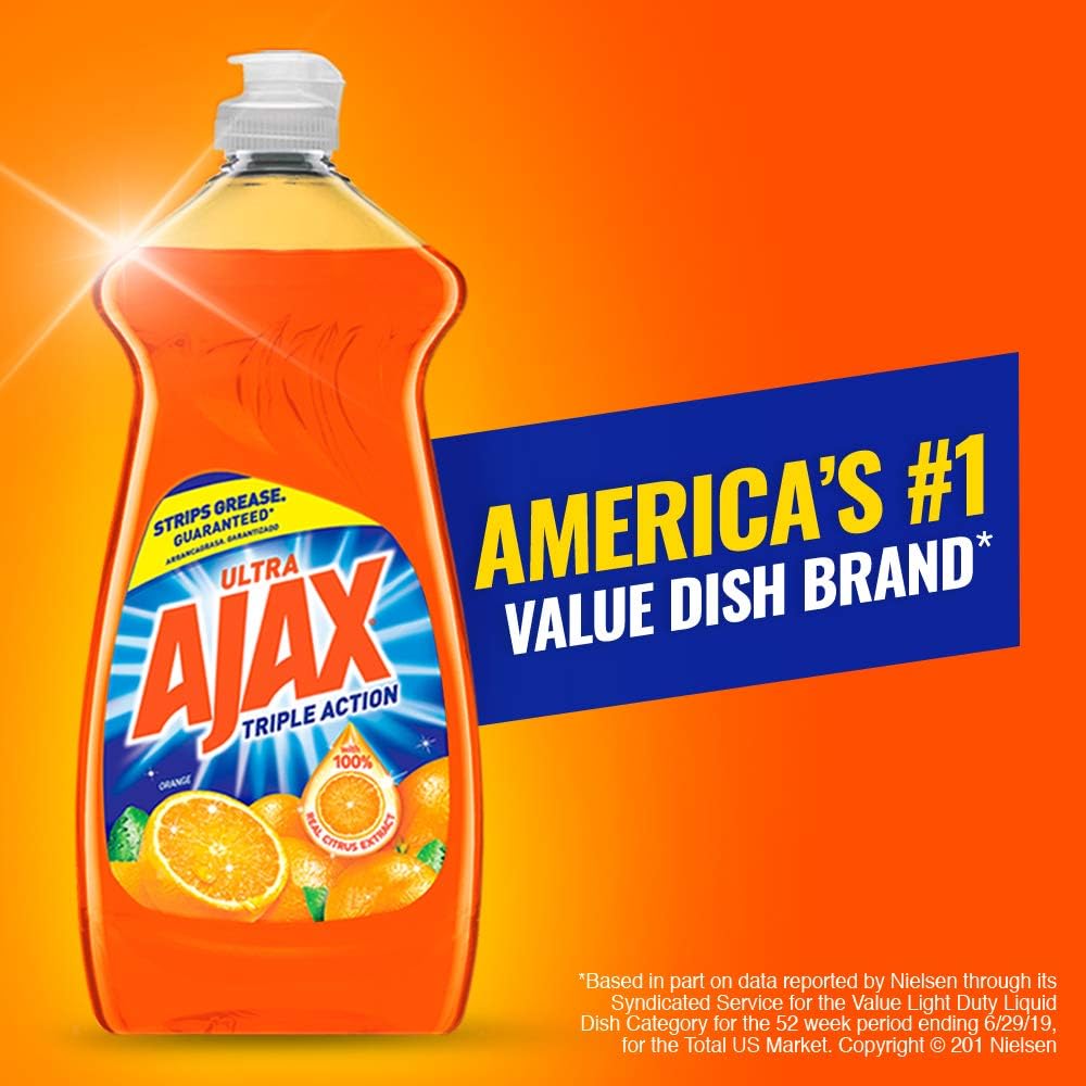 Ajax Triple-Action Dishwashing Liquid, 52 Oz, Orange (Pack of 4)