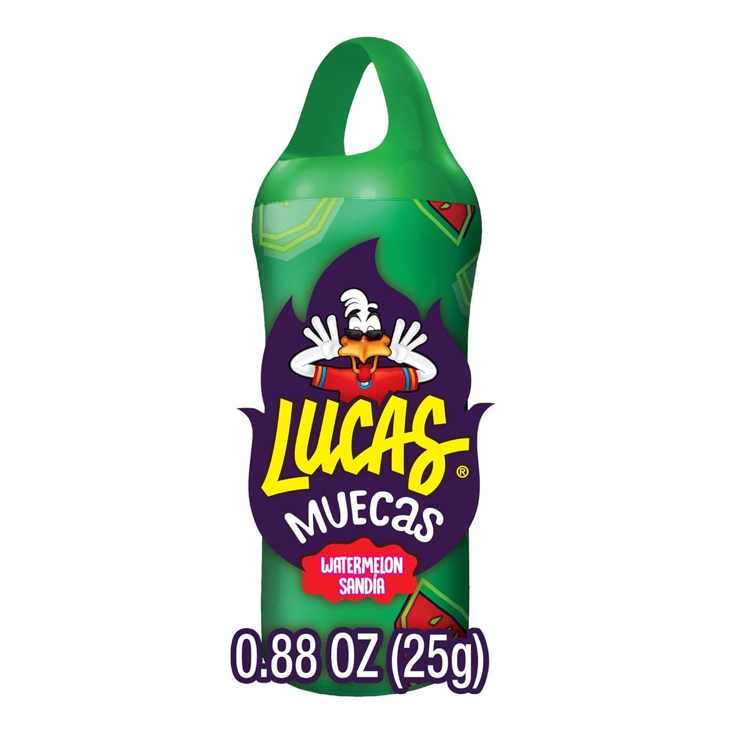 Lucas Muecas Lollipop Watermelon Flavor Candy, 0.96oz - 10 Pieces Pack for Treats, Snack, Parties, Piñatas