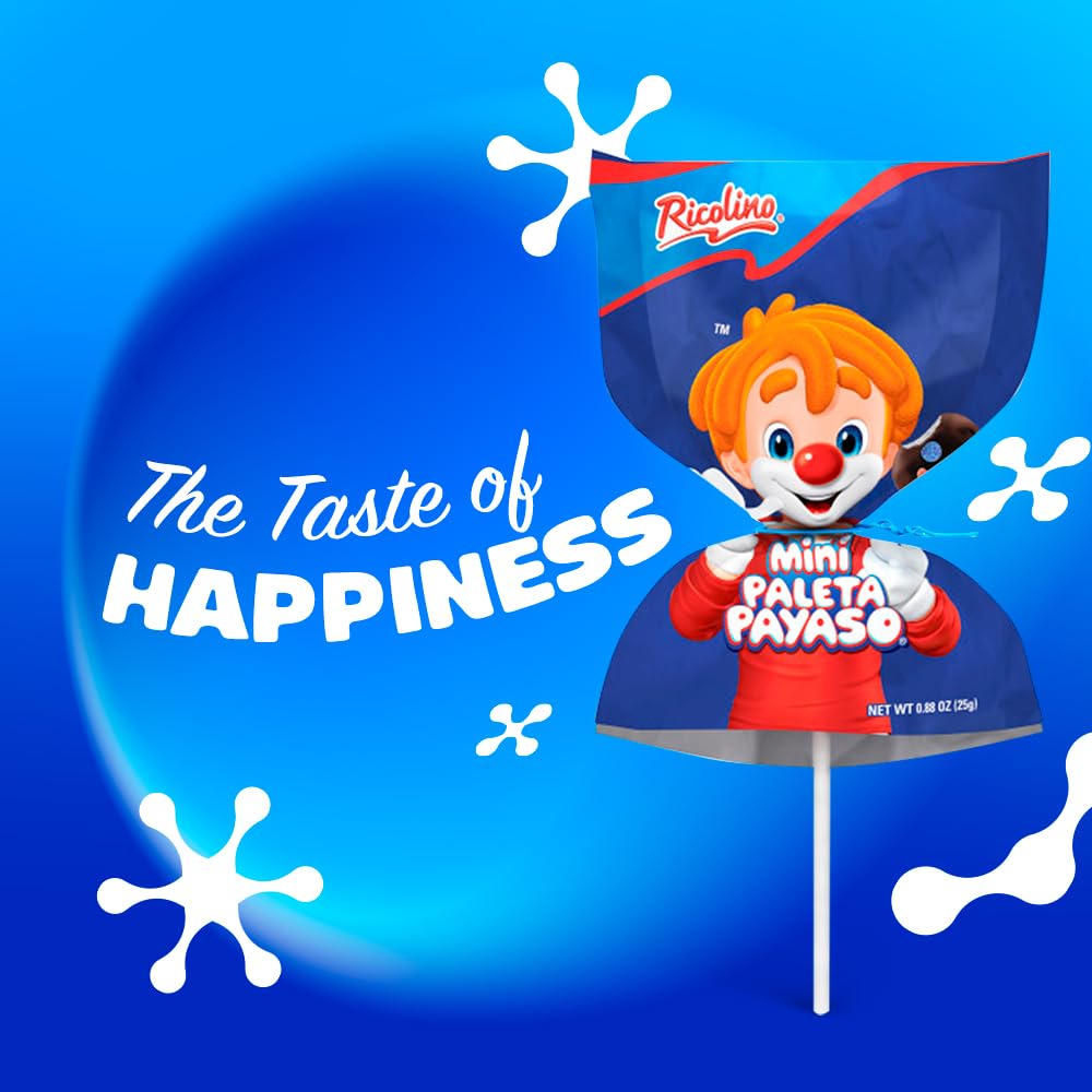 Ricolino Mini Paleta Payaso Chocolate Covered Marshmallow Lollipop (15 Count) -Coated Marshmallows Lollipops - Mexican Suckers, Hispanic Perfect for Birthdays, Gifts, and More
