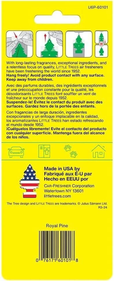 LITTLE TREES Car Air Freshener | Hanging Paper Tree for Home or Car | Royal Pine | 6 Pack