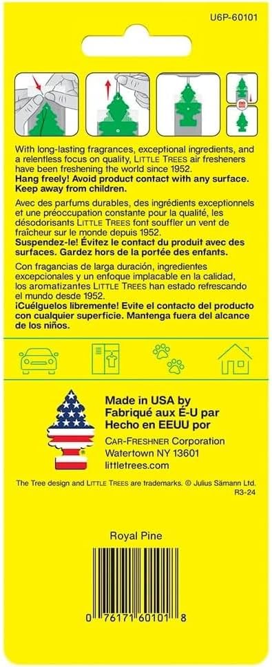 LITTLE TREES Car Air Freshener | Hanging Paper Tree for Home or Car | Royal Pine | 3 Pack