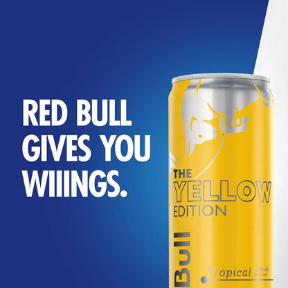 Red Bull Yellow Edition Energy Drink, Tropical, with 114mg Caffeine plus Taurine & B Vitamins, 12 Fl Oz, 6 Packs of 4 Cans (Pack of 24)