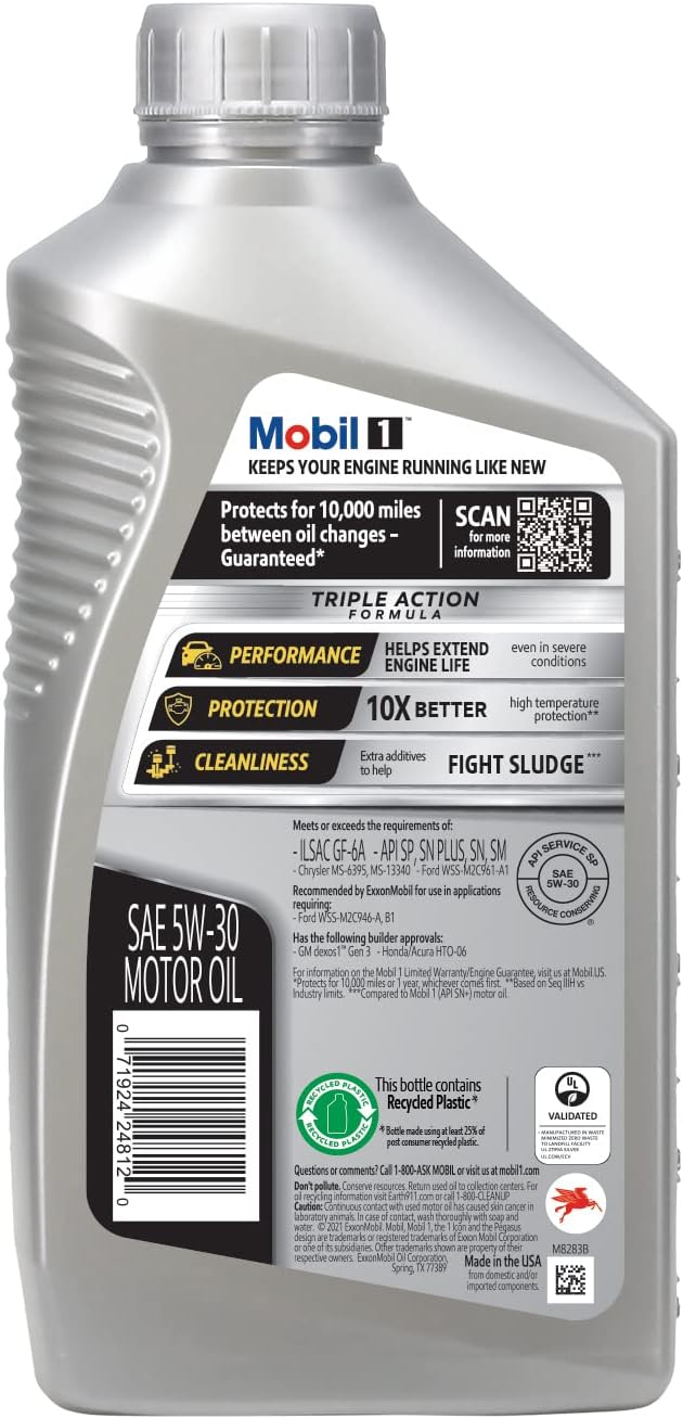 Mobil 1 Advanced Full Synthetic Motor Oil 5W-30, 6-pack of 1 quarts