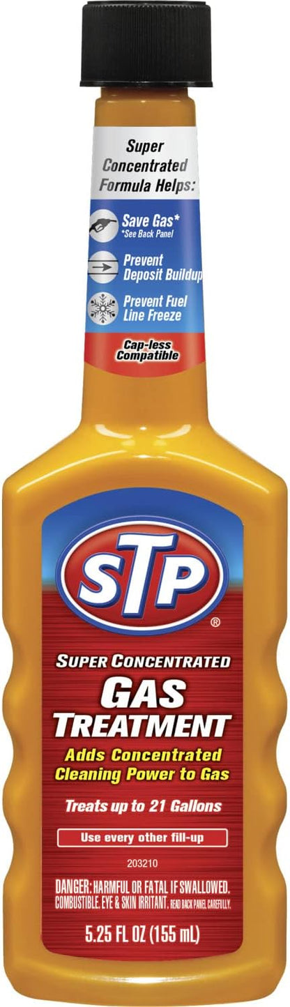 STP Super Concentrated Gas Treatment, Fuel System Cleaner Adds Cleaning Power to Gas, 5.25 Oz, STP
