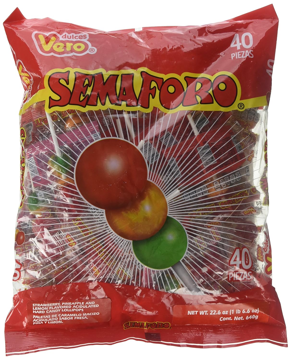 Vero Semaforo Lillipops 40 Units Bag of 22.6 Oz