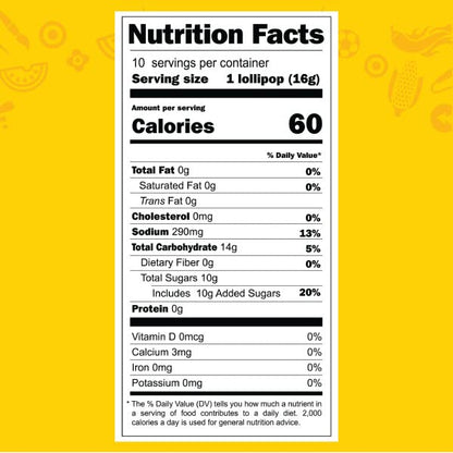 Vero Mango Flavored Lollipops Coated with Chili Powder 10 Count Bag (Net Wt. 5.6 Ounces) - Individually Wrapped Mexican Candy for Piñatas, Halloween, and More.