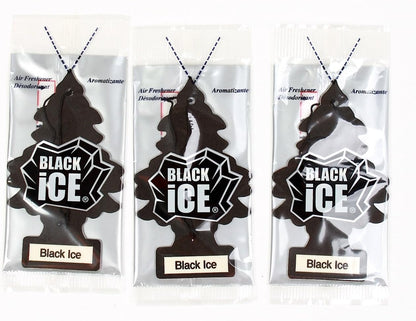 LITTLE TREES Car Air Freshener | Hanging Paper Tree for Home or Car | Black Ice | 10 Pack