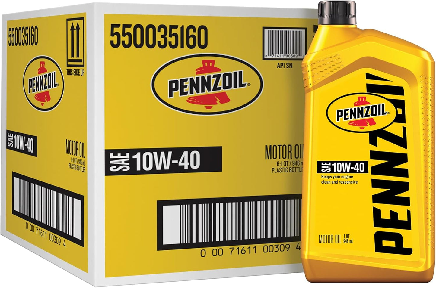 Pennzoil Motor Oil 10W-40 Motor Oil, 1 Quart (6 Pack)