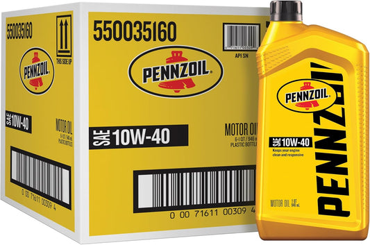 Pennzoil Motor Oil 10W-40 Motor Oil, 1 Quart (6 Pack)