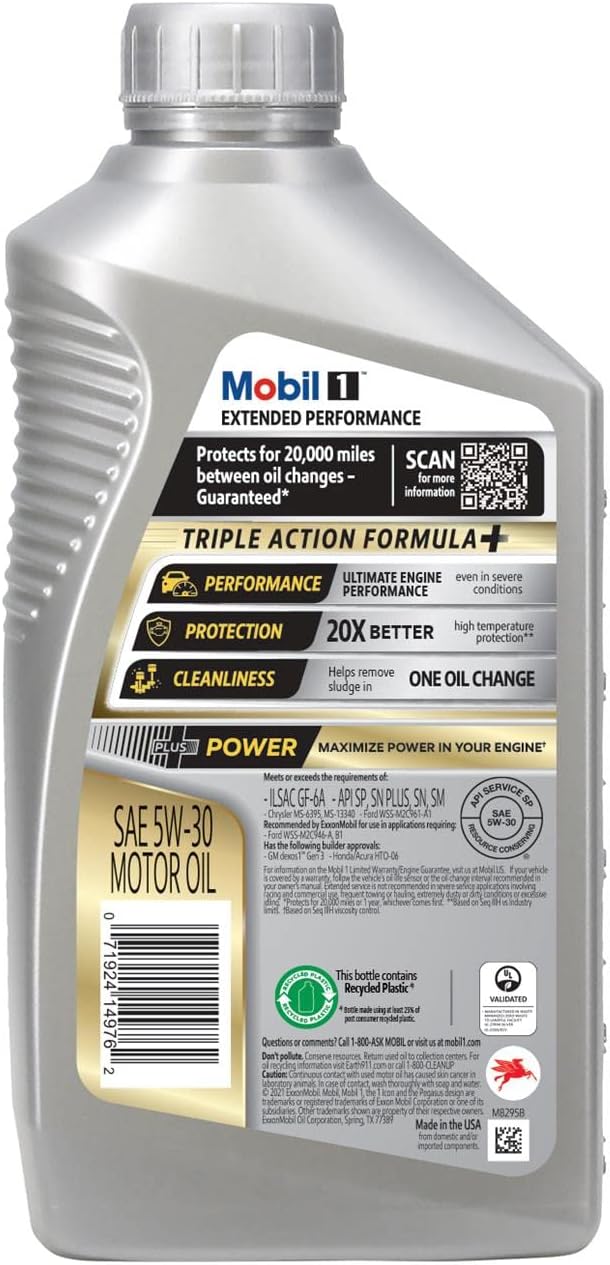 Mobil 1 98KE65 5W-30 Extended Performance Synthetic Motor Oil 1 Quart