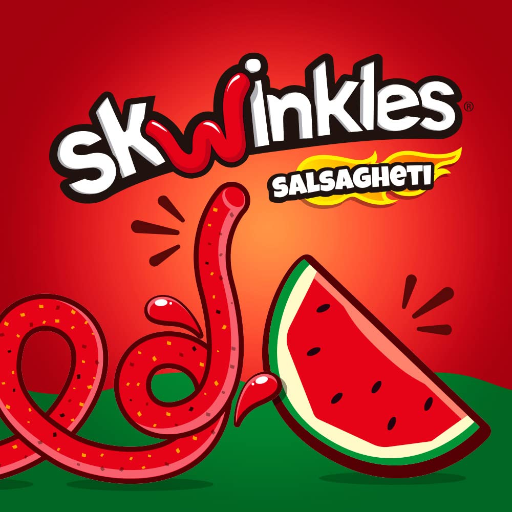 Lucas Salsagheti Watermelon Flavored Hot Candy Strips and Tamarind Sauce, 0.84 oz - 12 Pieces Pack for Treats, Snack, Parties, Piñatas,0.84 Ounce (Pack of 12)