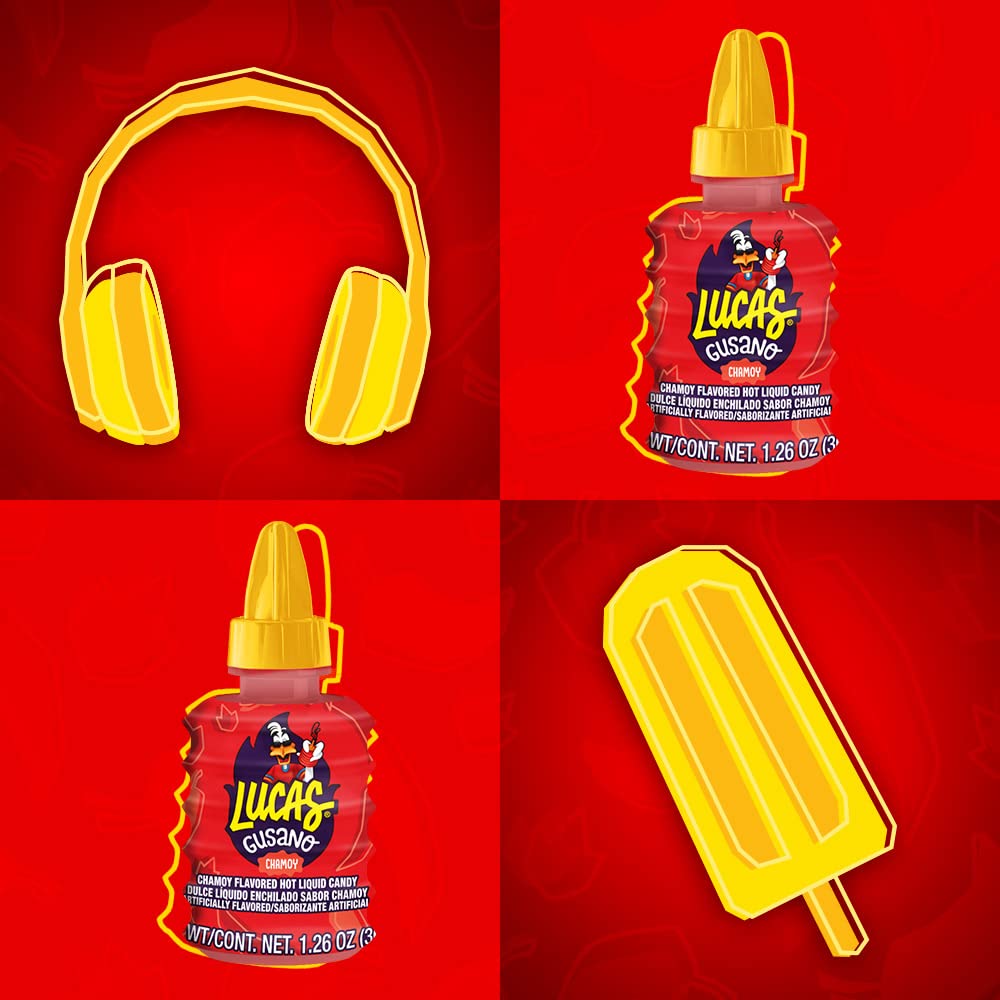 Lucas Chamoy Flavored Hot Liquid Candy, Gusano, 10 Pieces, 1.26 Ounces (Pack Of 10)