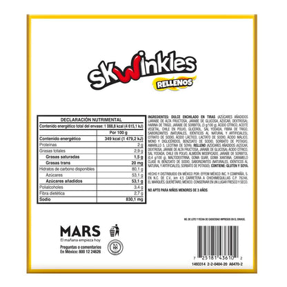 Lucas Skwinkles Pineapple - Tamarind Filled Flavored Sweet & Sour Candy Strips, 0.92oz - 12 Pieces for Treats, Fruit, Parties, Piñatas (Pack of 2)