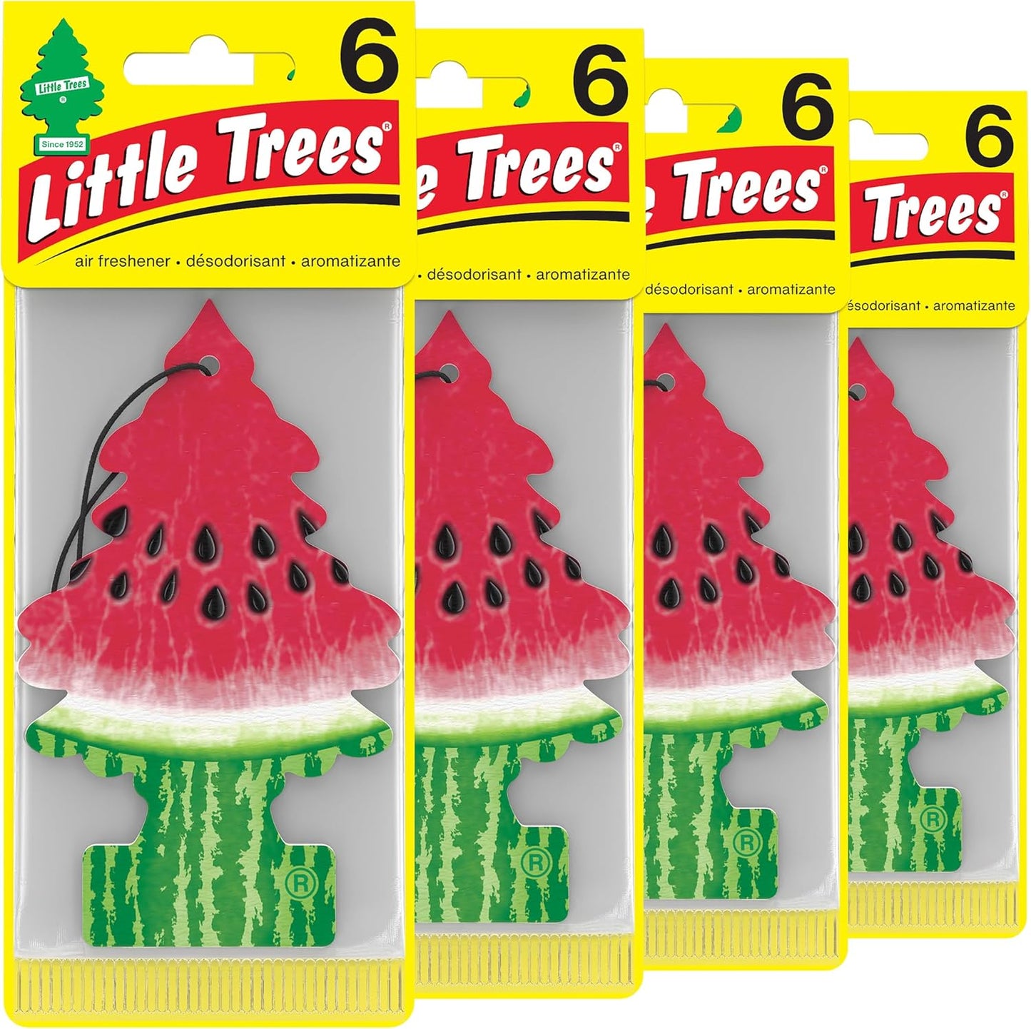 LITTLE TREES Car Air Freshener | Hanging Tree Provides Long Lasting Scent for Auto and Home | Watermelon, 24 Air Fresheners