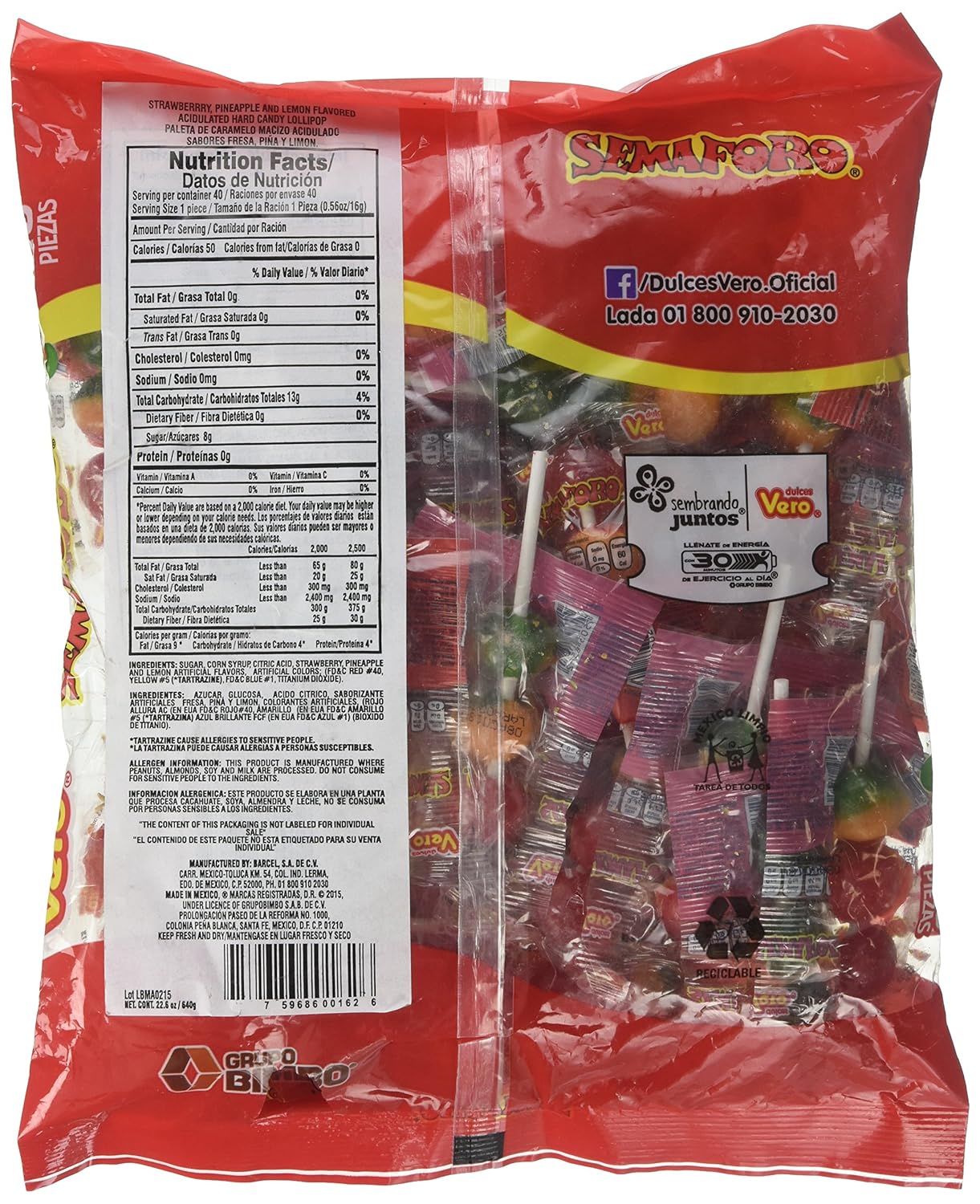 Vero Semaforo Lillipops 40 Units Bag of 22.6 Oz
