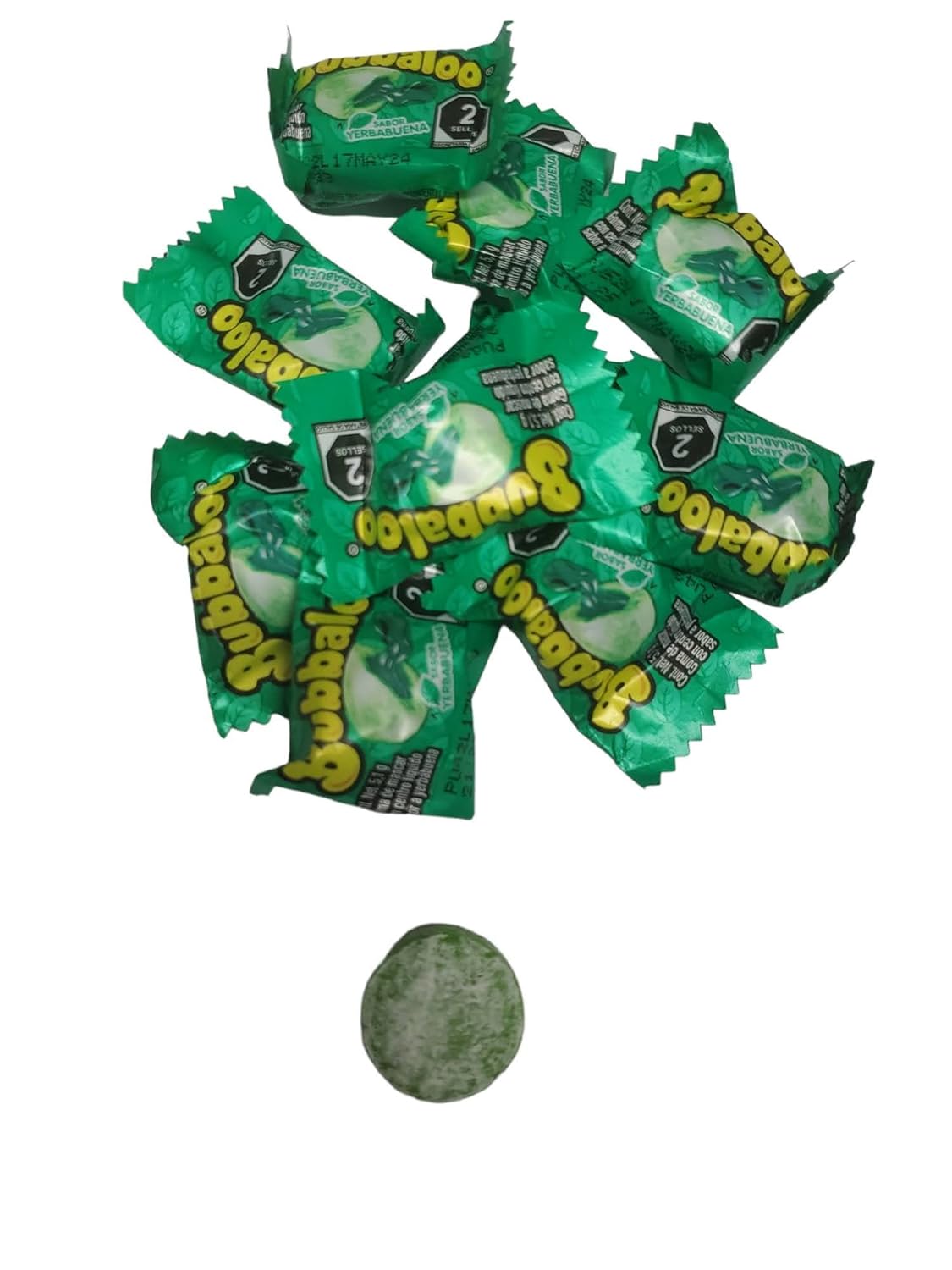 Bubbaloo Chewing Gum with Flavor Filled Center Yerbabuena Flavor (50 Pieces)
