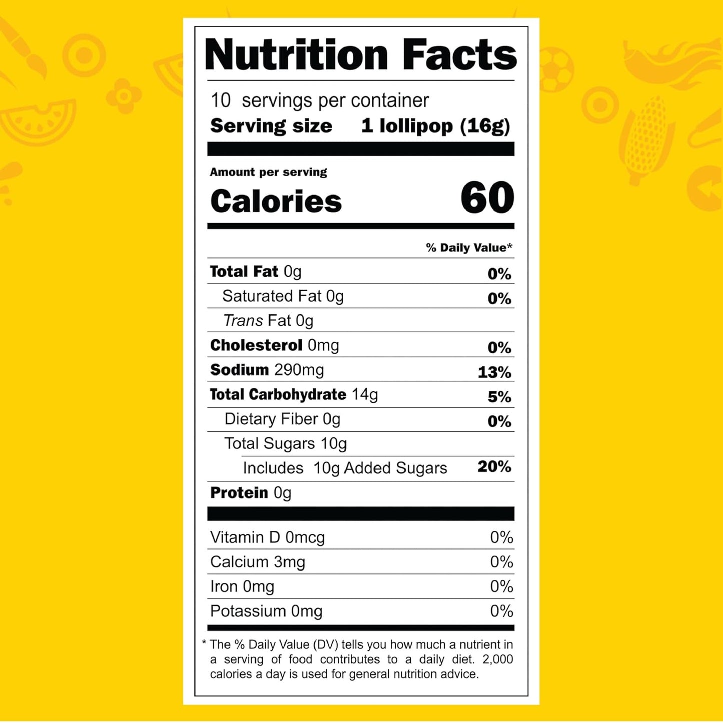 Vero Mango Lollipops Coated with Chili Powder, Hot and Sweet Candy Treat, Artificially Flavored, Net Wt. 5.6 Ounces, 10 Count Bag