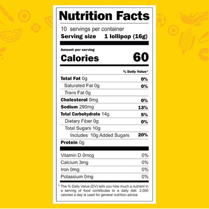 Vero Mango Lollipops Coated with Chili Powder, Hot and Sweet Candy Treat, Artificially Flavored, Net Wt. 5.6 Ounces, 10 Count Bag