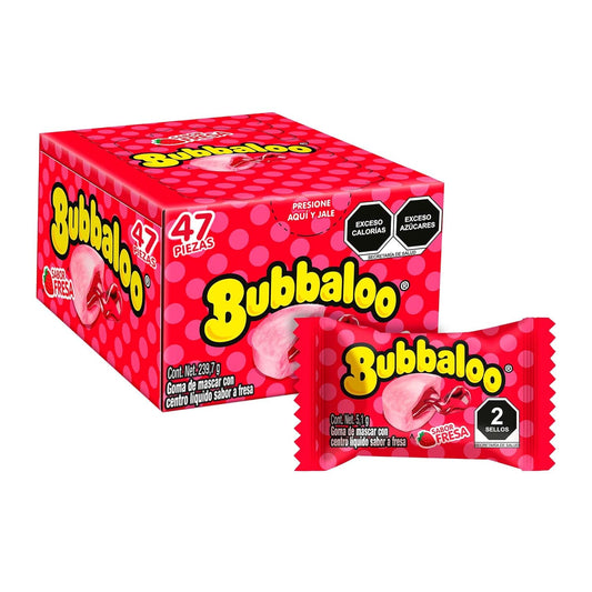 Bubbaloo Adams- goma de mascar 47 pz- sabores varios (Fresa, 47pz)