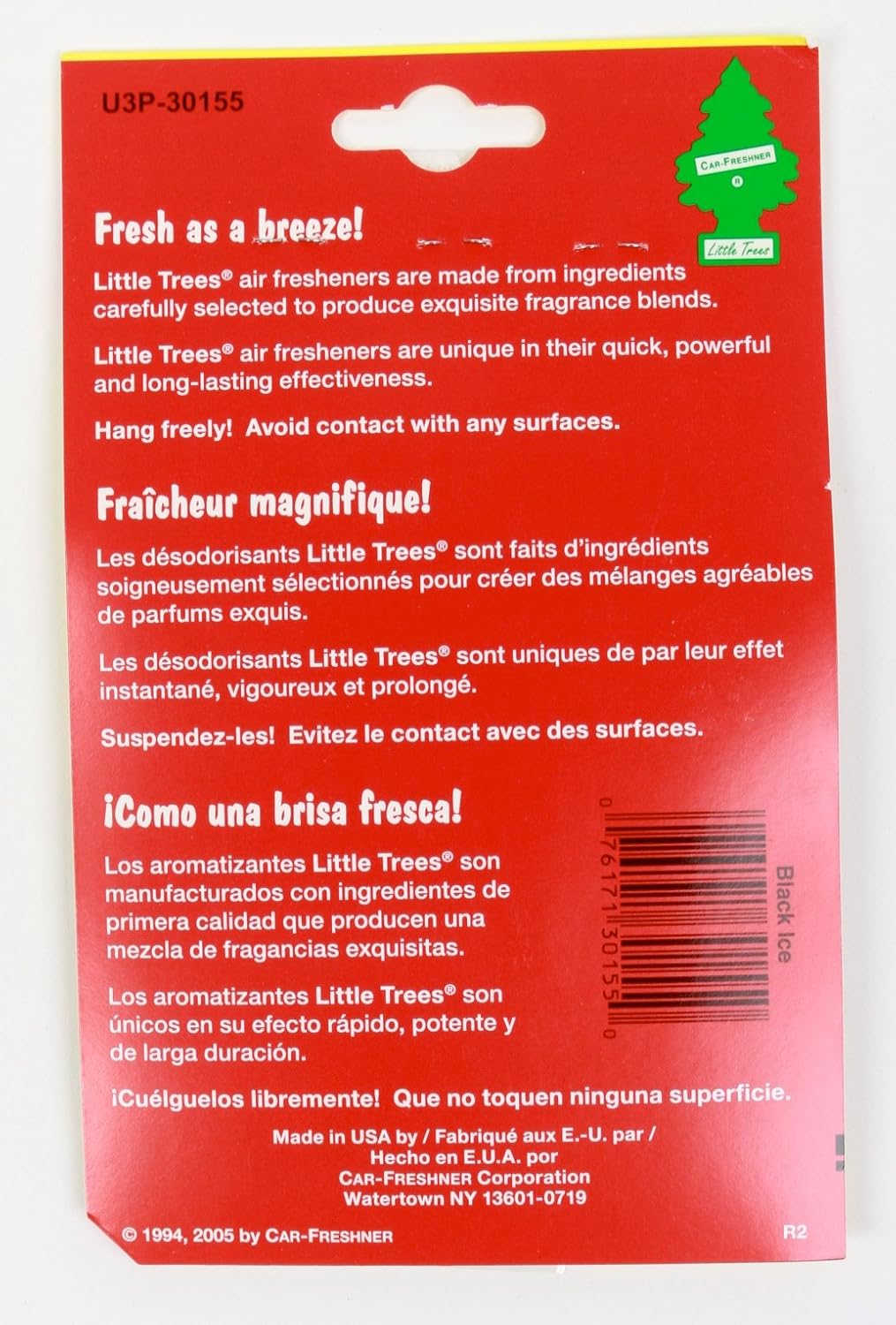 LITTLE TREES Car Air Freshener | Hanging Paper Tree for Home or Car | Black Ice | 10 Pack