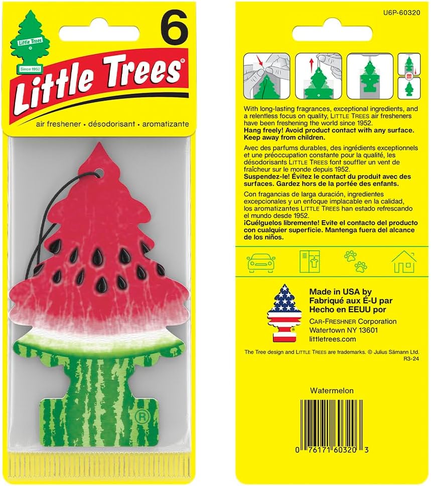 LITTLE TREES Car Air Freshener | Hanging Tree Provides Long Lasting Scent for Auto and Home | Watermelon, 24 Air Fresheners
