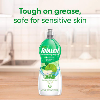 PINALEN Dishwashing Liquid Soap - Apple Pop Scent - 25.3 fl oz - Active Foam Dish Soap - Removes Grease & Stuck-On Food - Safe for Sensitive Skin