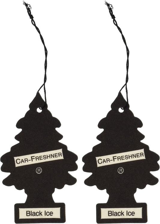 LITTLE TREES Car Air Freshener | Hanging Paper Tree for Home or Car | Black Ice | 2 Pack