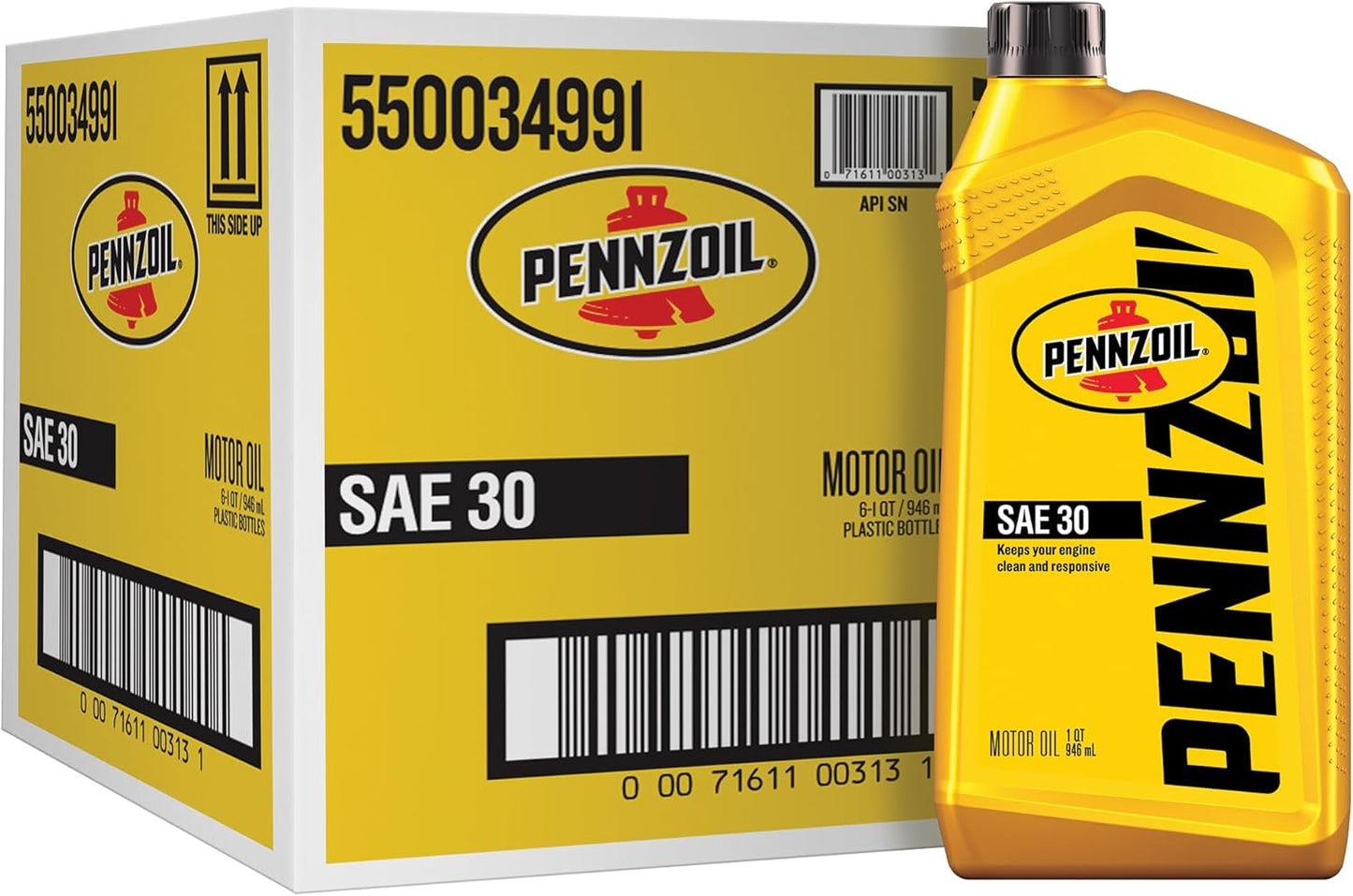 Pennzoil Motor Oil SAE 30 Motor Oil, 1 Quart (6 Pack)